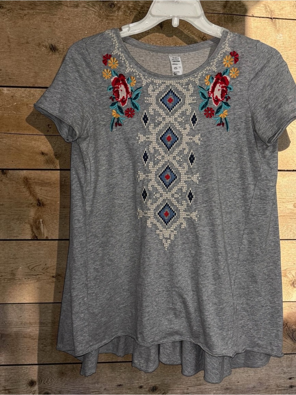 Johnny Was Los Angeles Embroidered Gray Swing Tunic